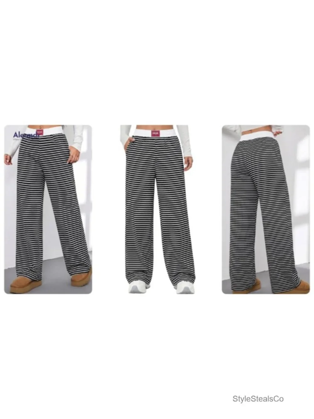 Wide Leg Lounge Pants with Pockets Elastic High Waisted Baggy Sweatpants